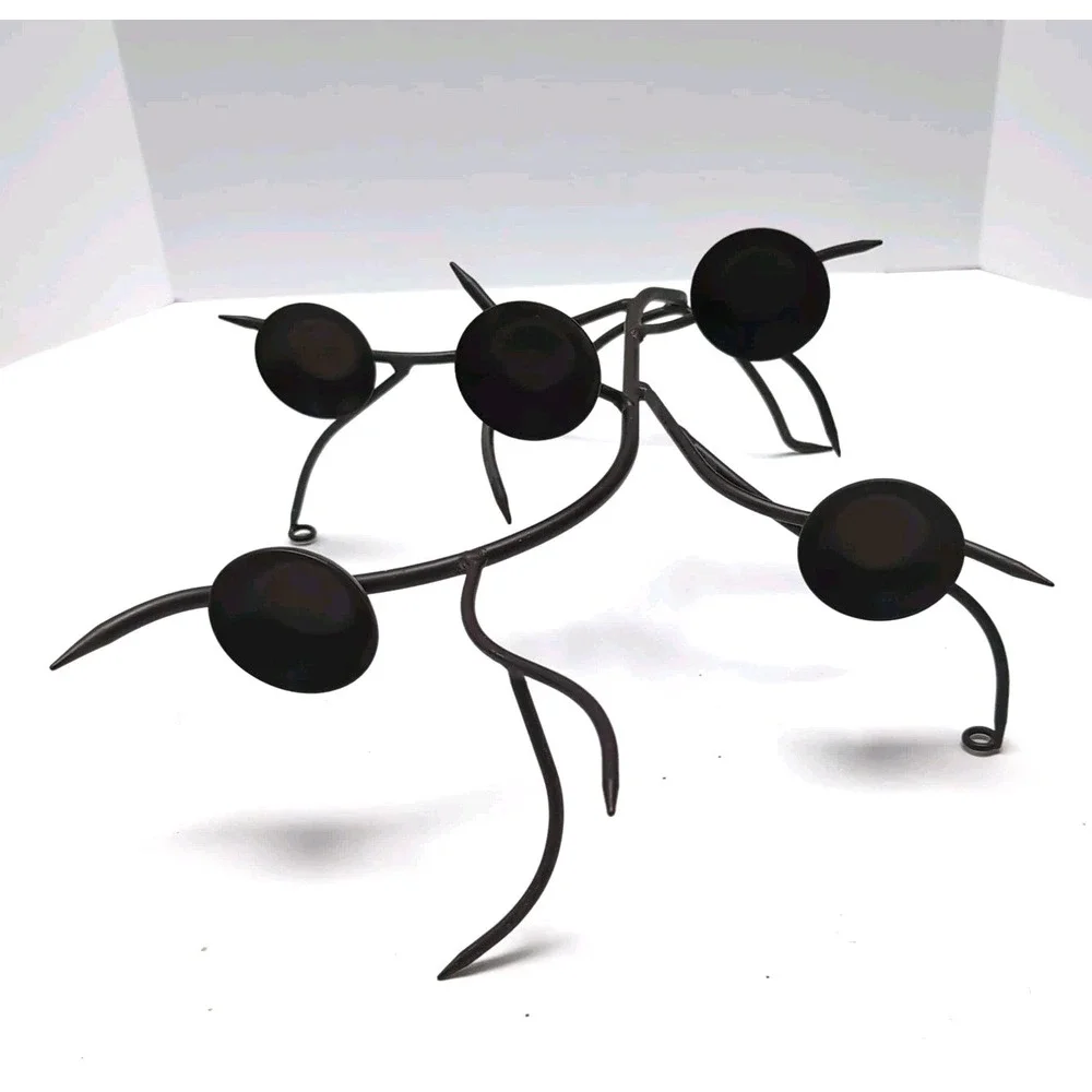 Set Pair of 2 Brutalist‎ Branch Wall Votive Holders Dark Brown Metal Tree Sconce